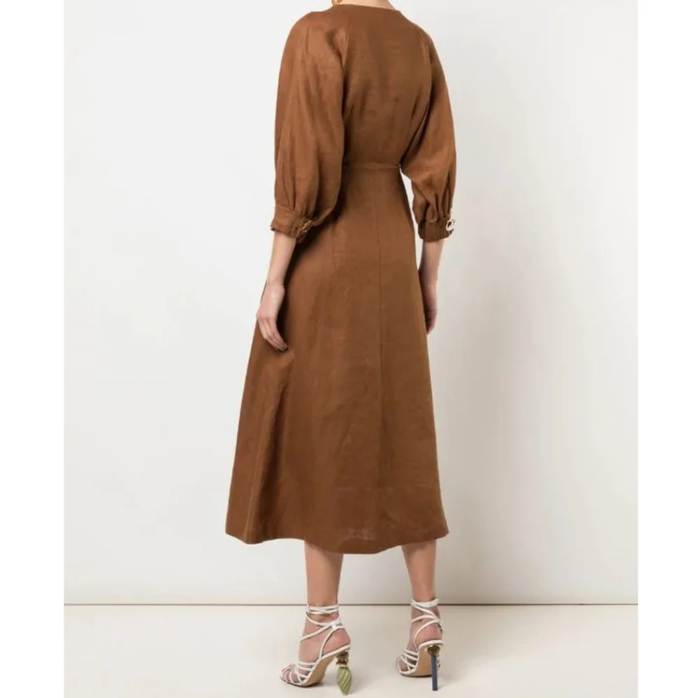 Nicholas Asilah Tie-Front Midi Linen Dress sz 4 NWT - Picture 14 of 14